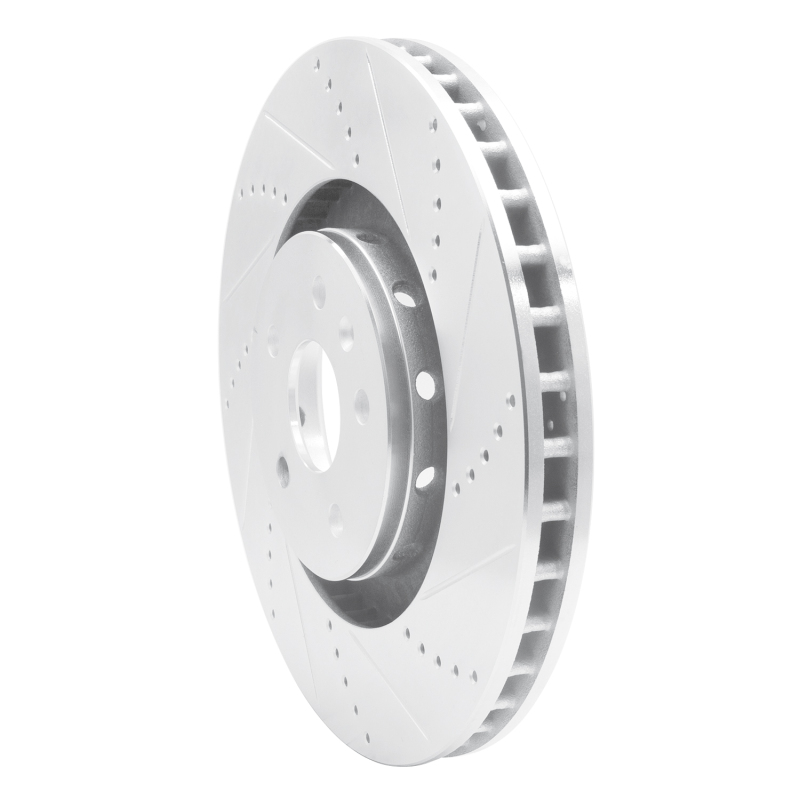 Cadillac CTS Brake Rotor (1) - Front Right - R1 Concepts - Drilled & Slotted - Silver - `09-`15